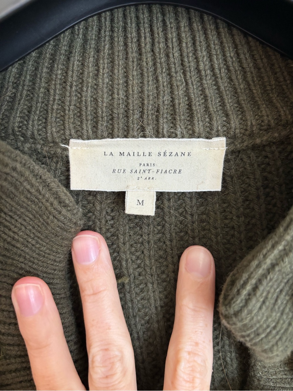 Sézane Olive Green Ribbed Button Cardigan - Picture 6 of 7